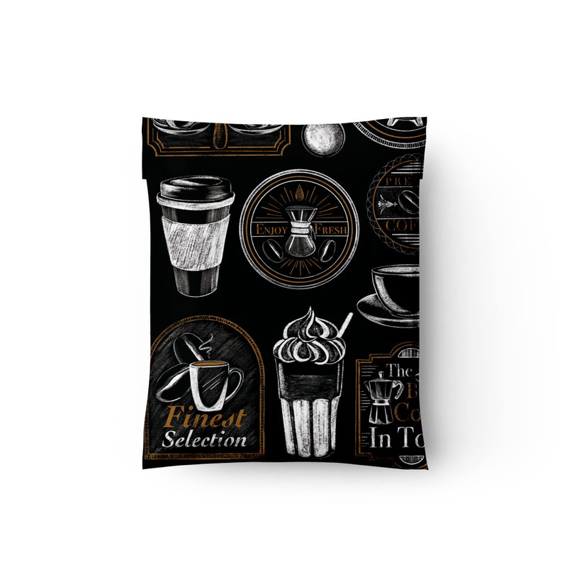 Pro Supply Global 10x13 (100) Coffee Bean Coffee Shop Designer Poly Mailers Waterproof Self Sealing Tear Resistant Polymailers Shipping Envelopes Premium Printed Bags For Small Businesses - Image 5